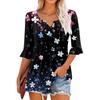 3/4 рукава топы для женщин повседневные оборки V-образный вырез футболки рабочие блузки нарядные туники топы
