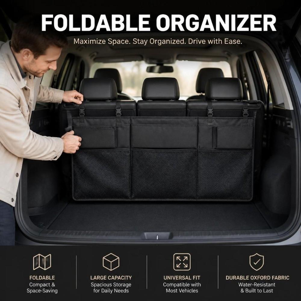 Large Capacity SUV Car Boot Hanging Bag Multiple Compartments Backseat Bag Organizer  Road Trip