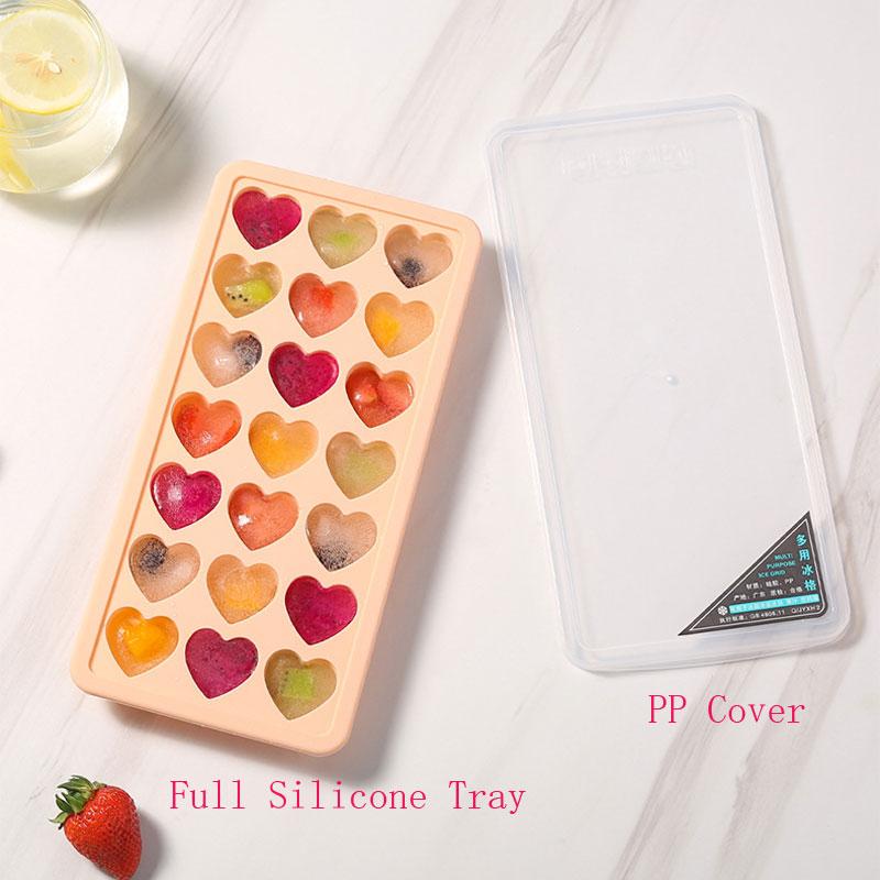 Silicone Ice Trays for Freezer, 21 PCS Ice Cube Tray with Lid, Lovely Heart Ice Cube Mold For Chilling Drinks Ice Maker Molds