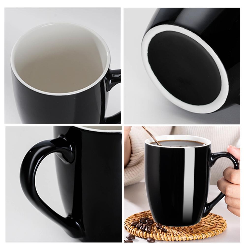 1 Pack Coffee Mug Ceramic Coffee Cups Ceramic 350ml Large Coffee Mug for Latte Tea Cappuccino Cocoa-Microwavable Black Red Cup