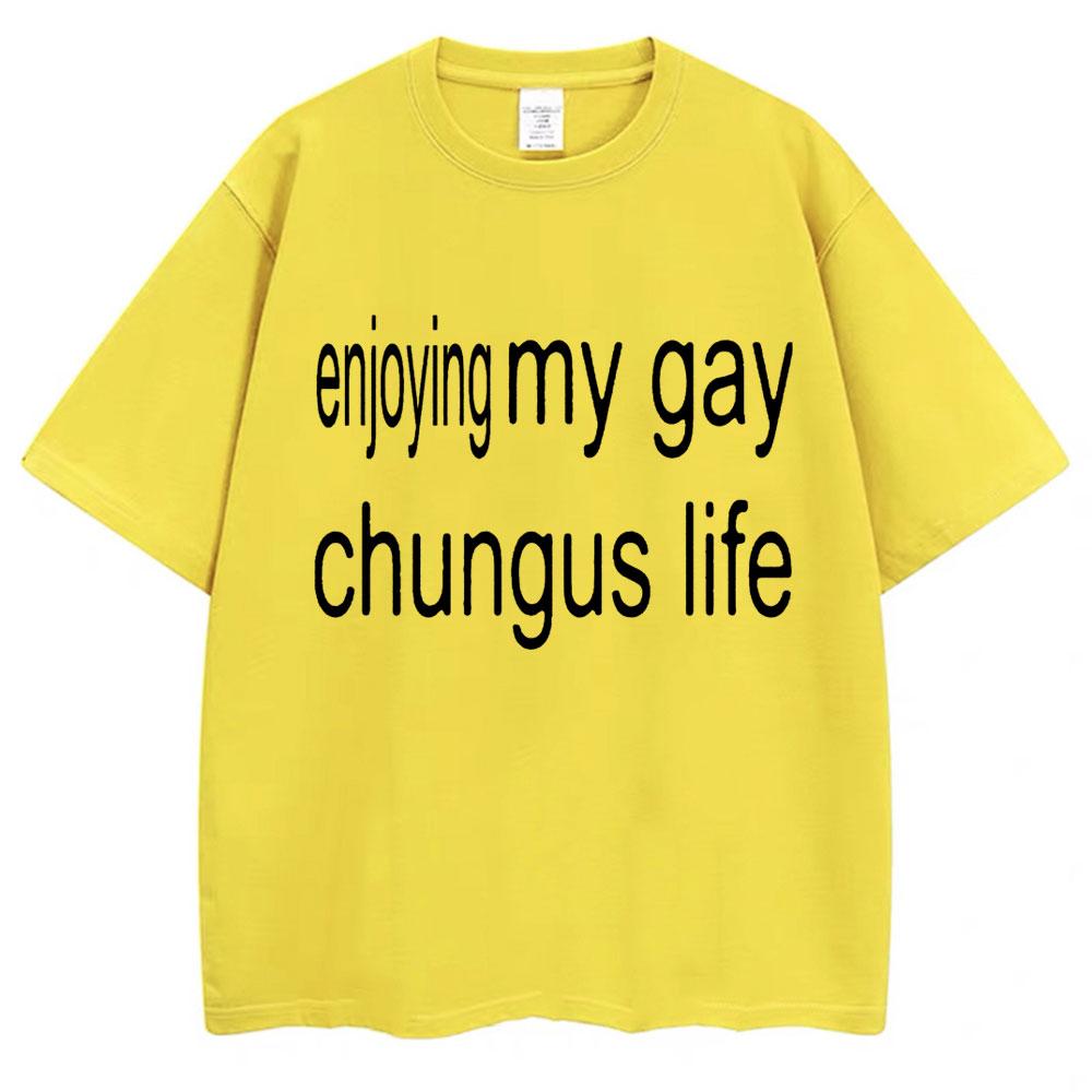 Смешная футболка Charli XCX Brat Наслаждайся моей гей-жизнью Chungus Мем Мужская Женская Футболка Оверсайз Модная Хлопковая Новинка Уличные Футболки