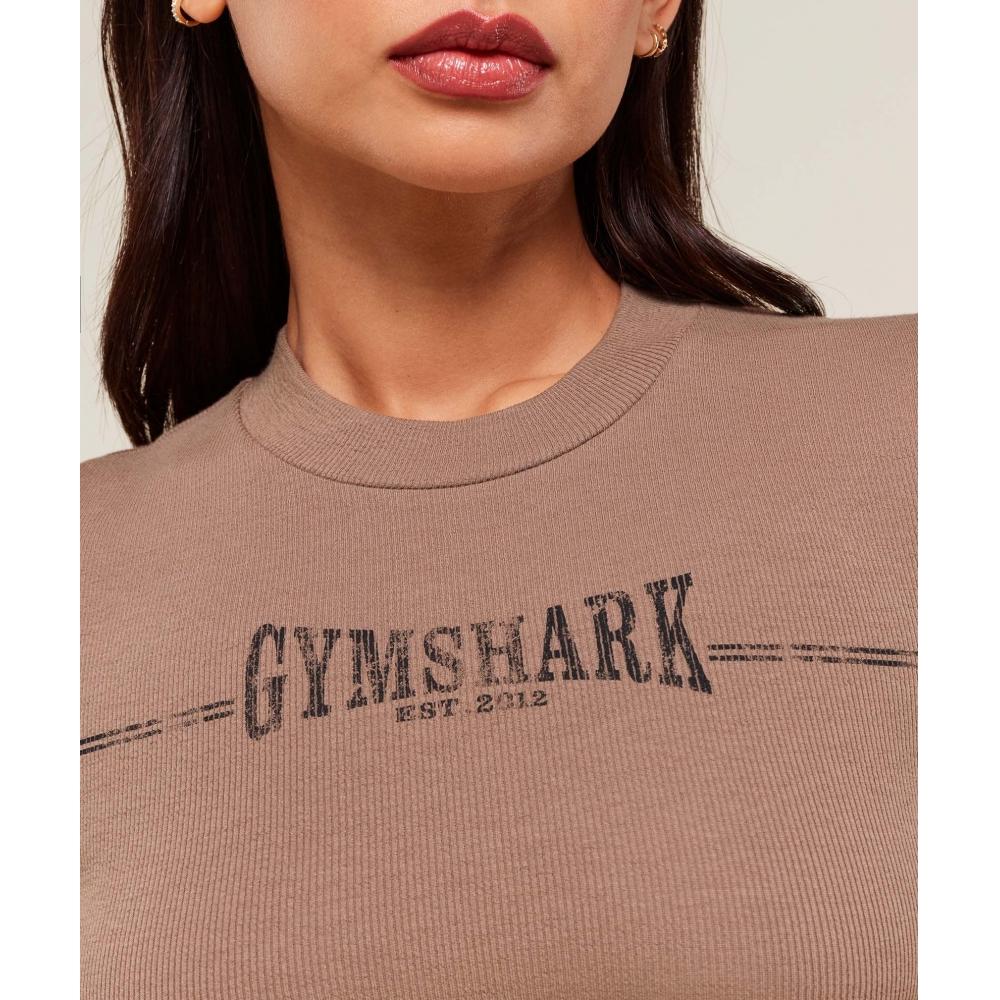 Gymshark Укороченный топ из хлопка в рубчик цвета мокко, лиловый, черный B3c2w Nc1z