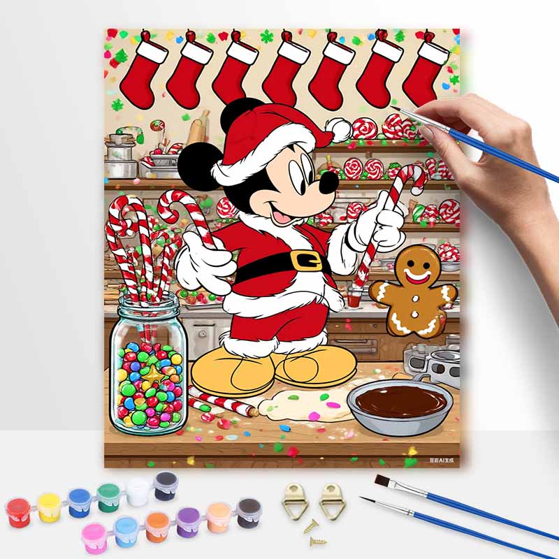 Disney Рождественский Микки цифровая масляная живопись искусство живопись ручная работа DIY домашние украшения