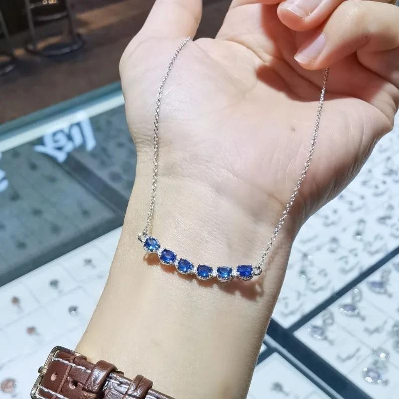 Sace Gems Сертифицированное стерлинговое серебро S925 3*4 мм, ожерелья с подвесками из натурального сапфира для женщин, для помолвки, коктейльной вечеринки, изысканные ювелирные изделия
