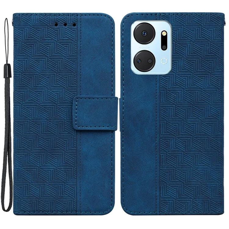 For Honor X7a 5G Imprinted PU Leather Wallet Phone Case Drop-proof Stand Cover with Hand Strap