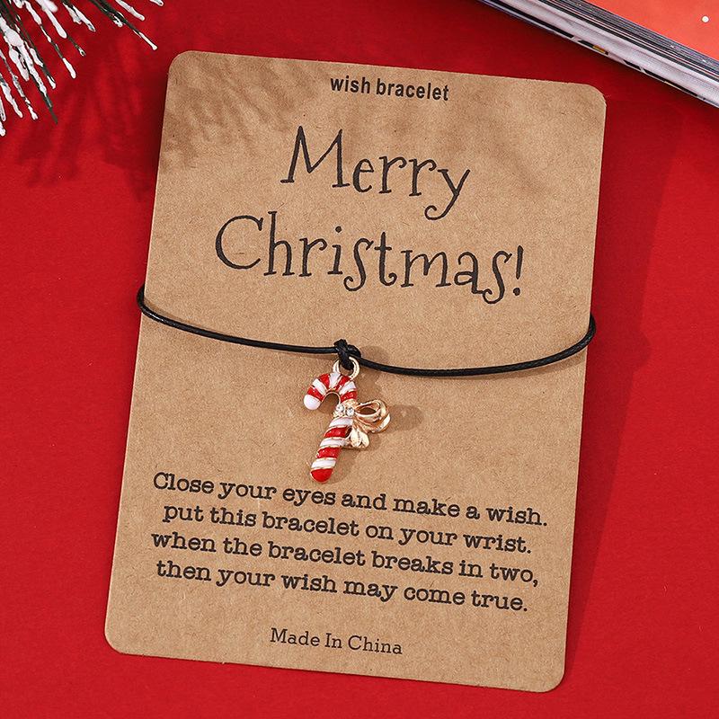 Модный рождественский браслет-открытка - Персонализированная черная веревка с креативным дизайном символа