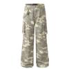Цифровая печать, имитация пескопромывки, старая рабочая одежда, камуфляжные брюки, модный бренд, чистый хлопок, американские камуфляжные широкие рабочие брюки