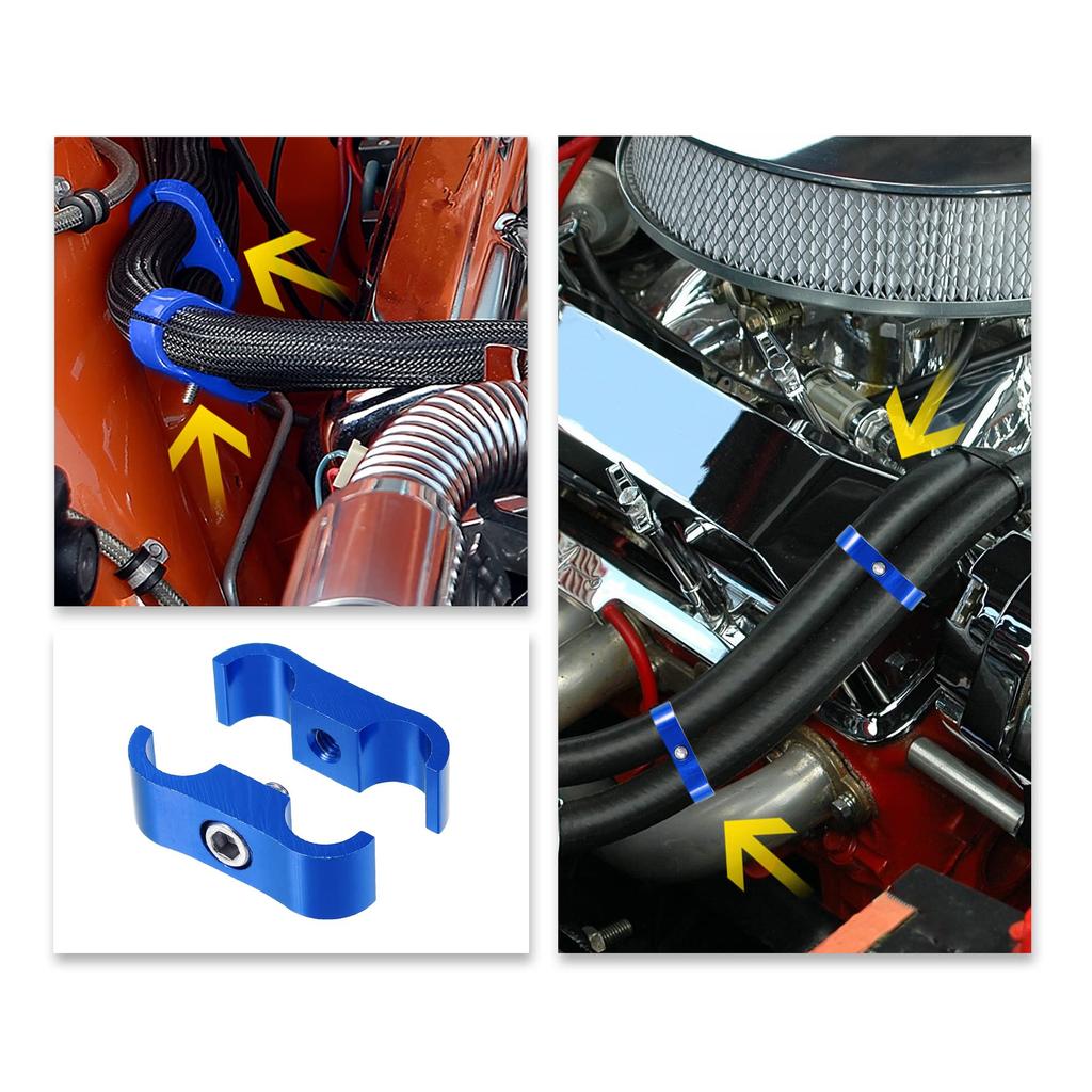 uxcell Автомобильный хомут-разделитель шлангов, соединитель топливной магистрали, алюминиевый сплав AN4 для масляного/топливного шланга, синий, 3 шт.
