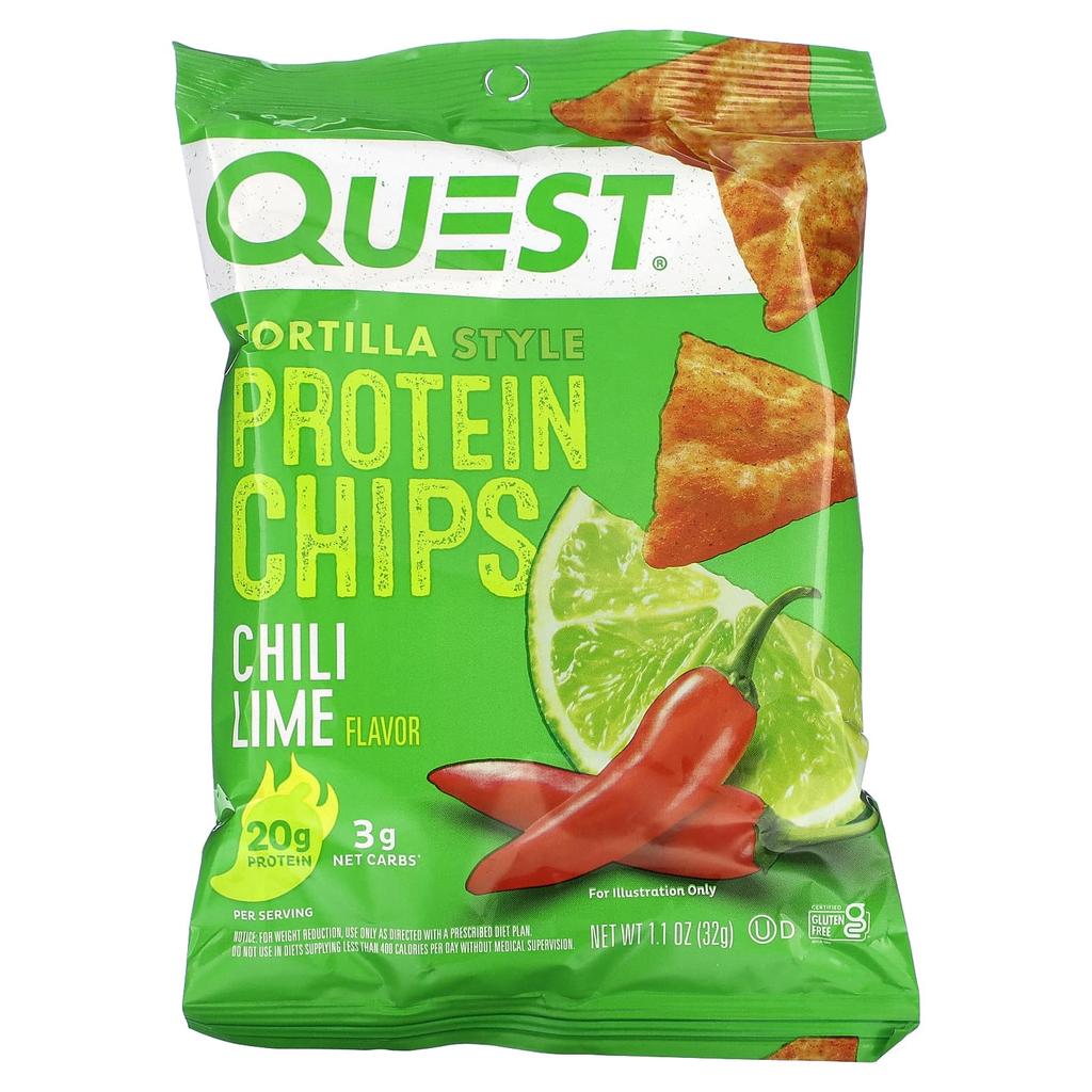 Quest Nutrition, Tortilla-Style Protein Chips, Chili Lime, 8 Packets, 1.1 oz (32 g) Each