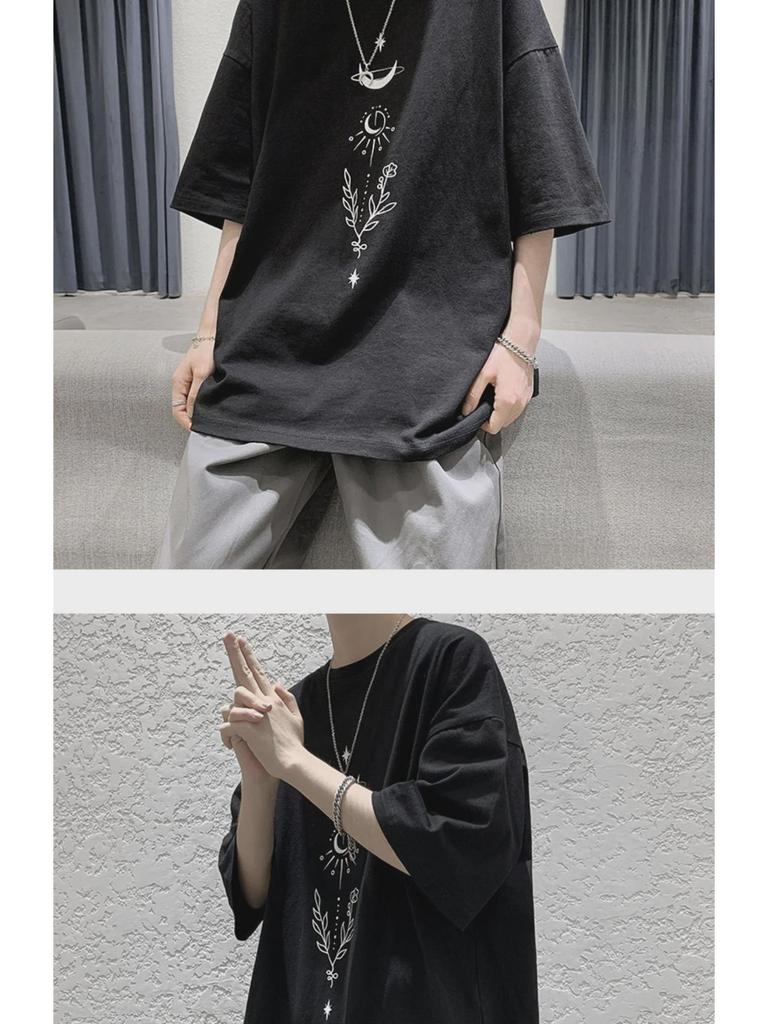 Мужская футболка свободного кроя с короткими рукавами и графическим принтом в стиле Harajuku BF