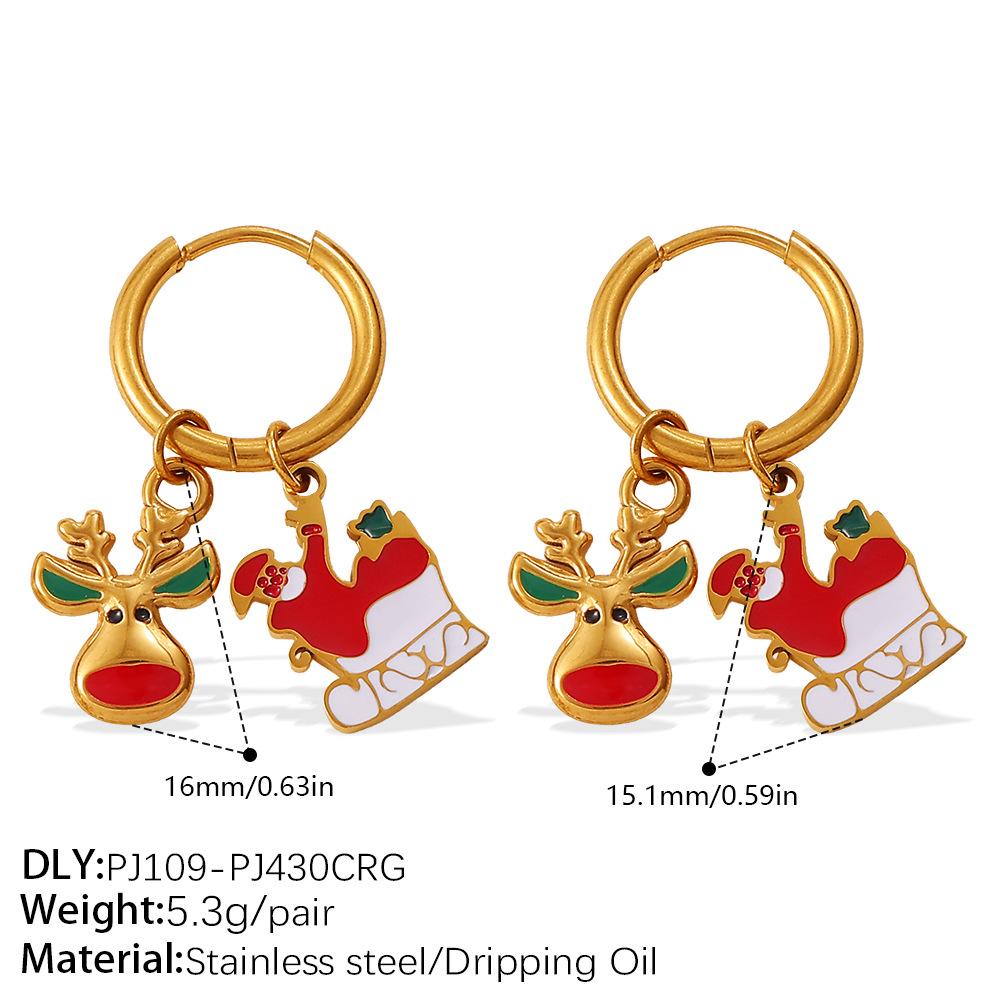 New Europe and America Cross Border Christmas Versatile DIY Pendant Earrings Stainless Steel 18K Gold Plating Atmosphere for