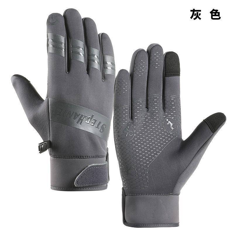 Mens Cycling Gloves Winter Warm Fleece Lined Touchscreen Windproof Anti-Slip Full Finger Bike Riding