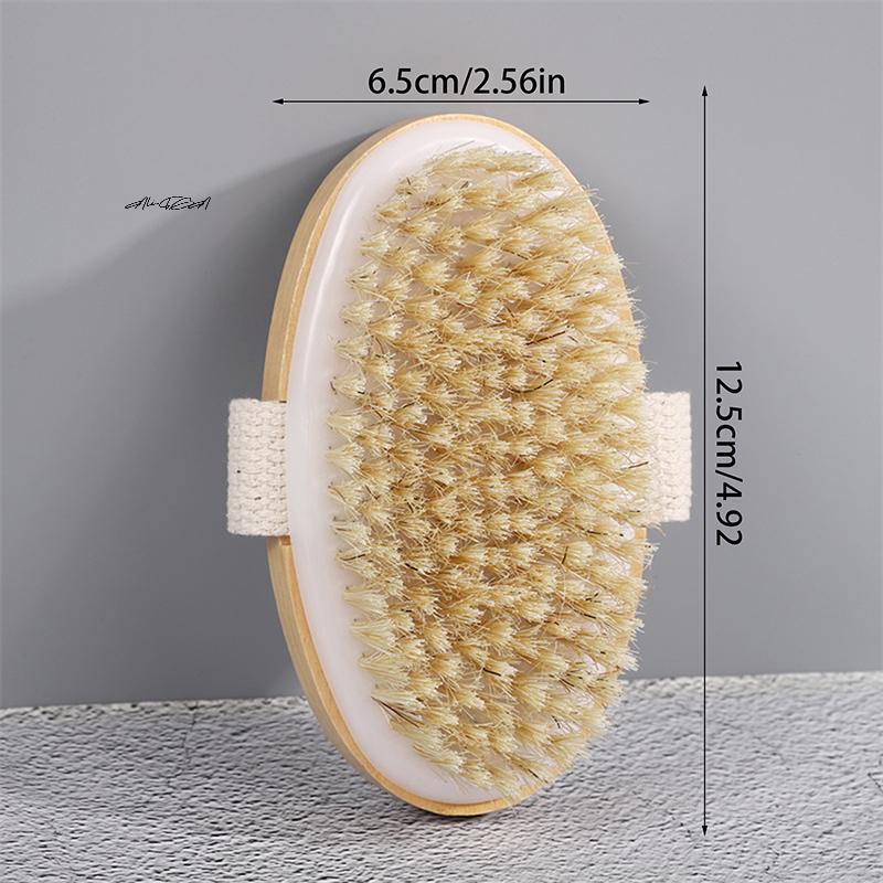 1Pc Soft Natural Bristle Body Brush for Wet/Dry Skin Exfoliating Bathing Massager for Home And Shower Use