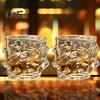 1/2/4Pcs Glass Whiskey Glasses Heavy Thick Bottom Bar Bourbon Glasses Faux Crystal Whisky Twisted Glass Tumblers Poker Night Drinkware