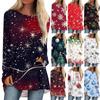 Women's Fashion Casual Long Sleeve Christmas Printed Round Neck Long Top