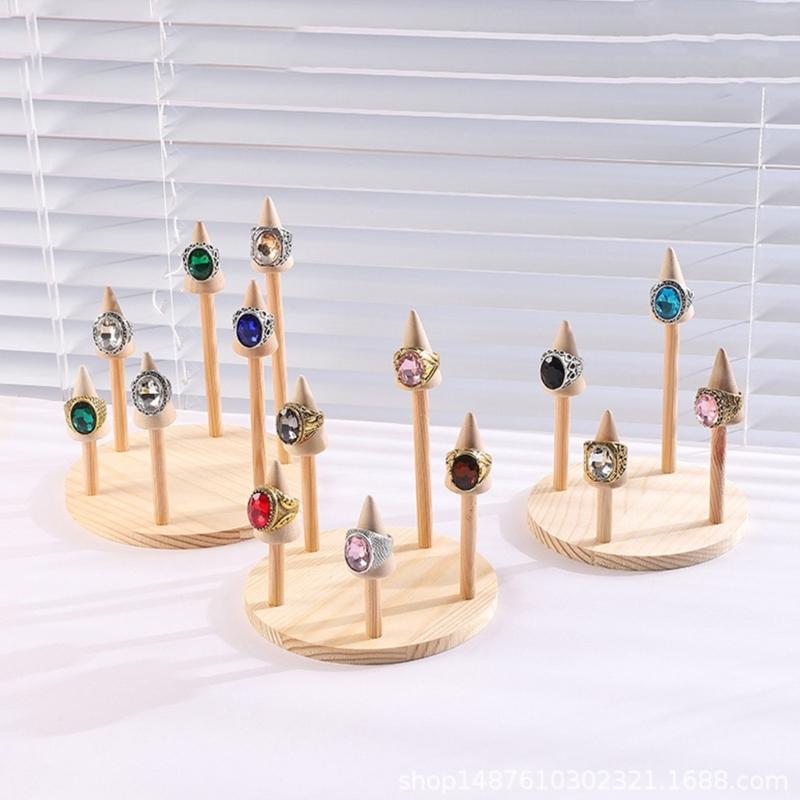 Sturdy Solid Wood Jewelry Display Stand Accessory for Rings Watches Bangles Organizers Storage Tray Showcase Prop