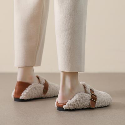 Новинка, шерстяные туфли Birkenstock для женщин, осенне-зимние туфли Birkenstock, одинарные туфли на плоской подошве из стриженой овечьей шерсти.