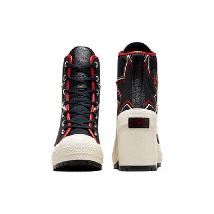 Converse Женские кроссовки Chuck 70 De Luxe Heel High Moto Black Varsity-Red Egret A08003C