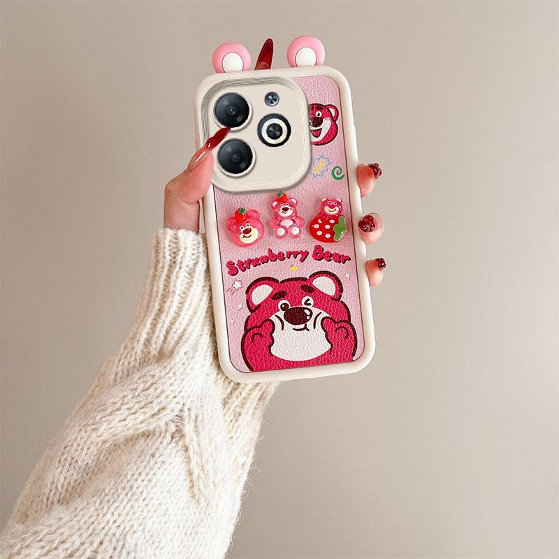 KEYSION Милый чехол с 3D-мультяшным изображением уха для TECNO Spark Go 2024 20 20C с браслетом, силиконовый противоударный чехол для телефона Tecno Pop 8