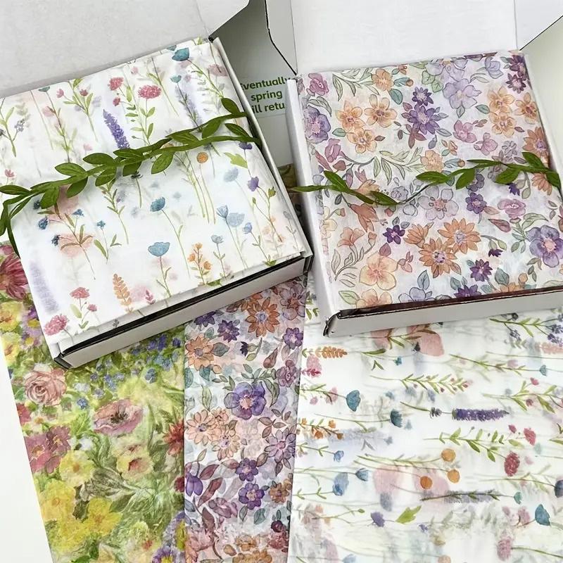 10PC Oil Painting Design Valentine's Day Gift Wrapping Paper Gift Bags Filler Semi-Transparent Thin Paper Birthday Gifts 50x35cm
