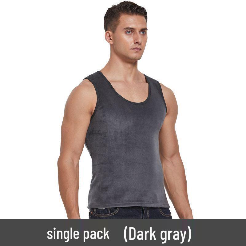 Мужская двухсторонняя флисовая теплая рубашка-жилет с плюшевой подкладкой на осень