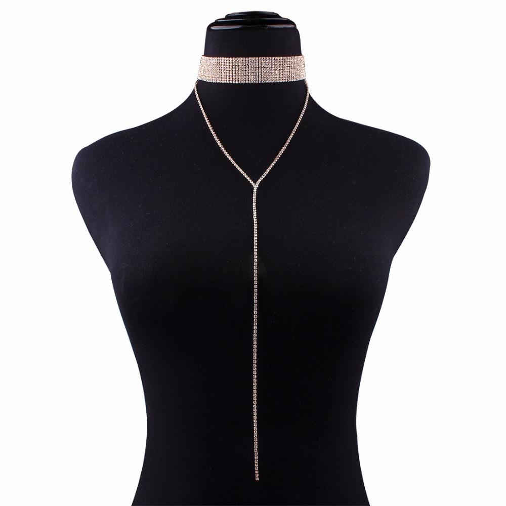 Модное трендовое многослойное ожерелье-цепочка на шею в стиле ретро с бриллиантами, популярная цепочка на шею из сплава с алмазной сваркой