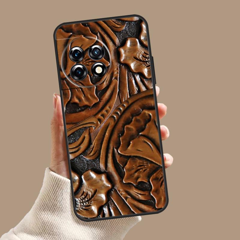 Brown Tooled Leather Pattern Case For OnePlus Nord 5 CE 3 4 Lite N20 N30 OnePlus 15 13 12 11 10T 13T 13R 8 9 10 Pro Cover