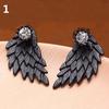 Women Retro Gothic Cool Jewelry Angel Wing Rhinestone Ear Jacket Earrings ARI