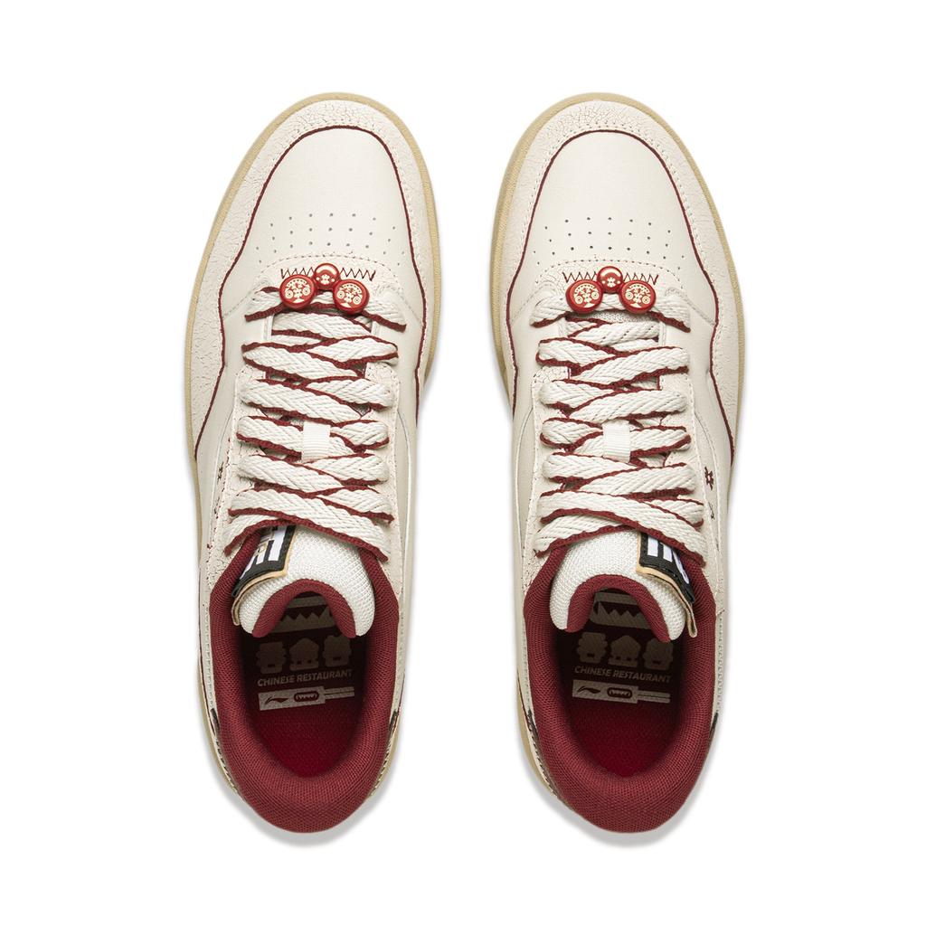 Li Ning 001 BTC 2 Низкие кеды для скейтборда, устойчивые к скольжению, износостойкие, дышащие, унисекс, Белый Красный AGCV019-1