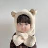 Мультяшная детская плюшевая шапка-шарф зимняя детская шапка из искусственного меха шарфы с капюшоном милые медвежьи ушки теплые ветрозащитные шапочки для девочек и мальчиков