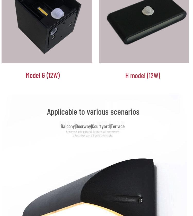 Водонепроницаемый светодиодный настенный светильник для улицы с датчиком движения: Современный минималистичный дизайн для внутреннего двора, балкона и прихожей