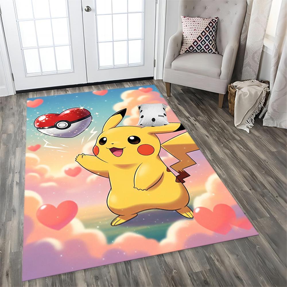 Pikachu's Electric Adventure rug for living rooms, bedrooms, home décor, and as gifts.