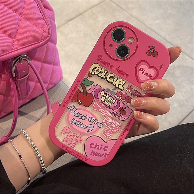 Ins Korea Y2k Pink Bubble Gum 2 в 1 чехол для телефона Iphone 13 12 11 Pro Xs Max X Xr противоударная мягкая задняя крышка с рисунком вишни
