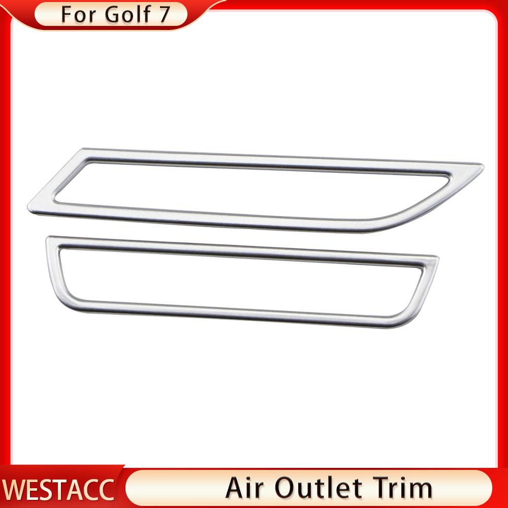 2Pcs Car AC Air Conditioning Outlet Vent Trim Stickers Cover for Volkswagen VW Golf 7 7.5 MK7 MK7.5 LHD 2013 -
