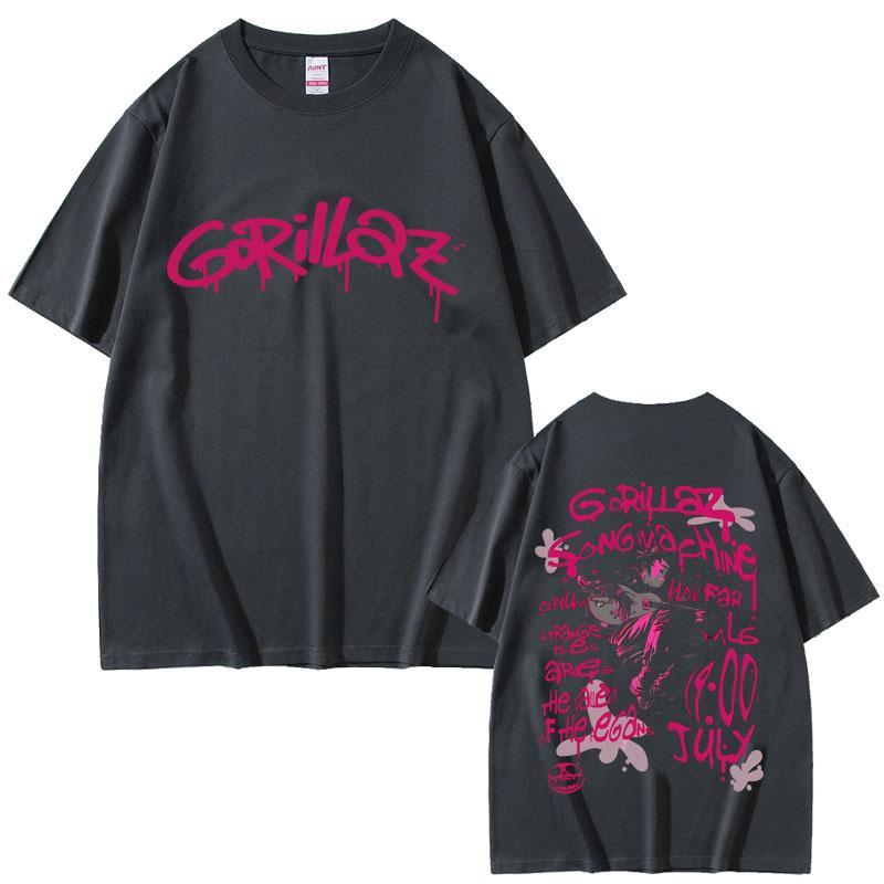 Рок-группа Gorillaz The Now Now Графическая футболка Мужчины Женщины Мода Повседневная Винтажные Футболки Мужские Повседневные Хлопковые Футболки Оверсайз