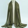 Women's Solid Color Pearl Chiffon Bubble Scarf, Long Silk Headscarf, 70x180cm, Middle Eastern Style
