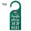 Christmas Door Hanger Decorations Handle Sign, Santa Please Stop Here Plastic Red Green Sign Festive Knob for Holiday Bedroom Decoration Cute