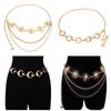 Fashionable Gold Sun/Moon Body Chain Jewelry for Women Adjustable Length Waistband Eye Catching Jeans Accessory