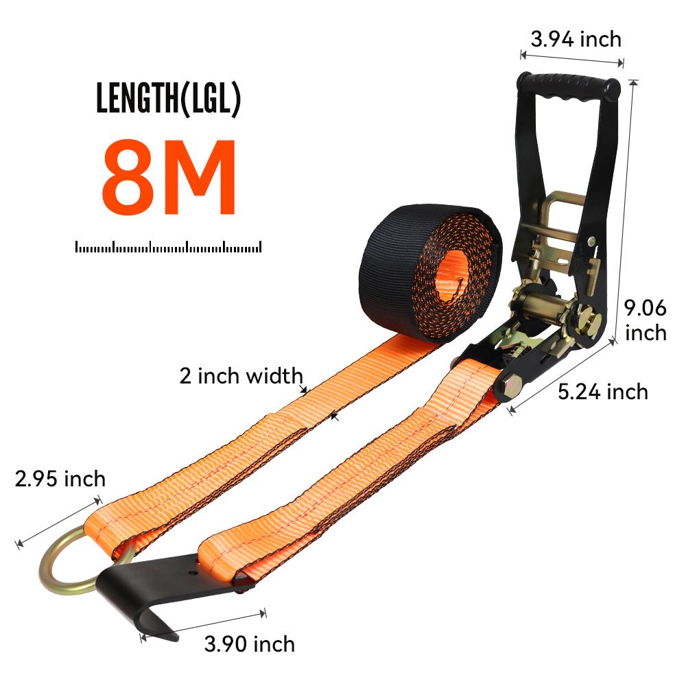 Ratchet Tie Down Straps Heavy Duty Lashing Strap With S Hook Cargo Fixing Belt For Truck Car Securing