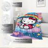 1pc Hello Kitty Rainbow Heart and Nebula Flannel Blanket - Home textile for all seasons, soft and cozy, machine washable, a gift for everyon