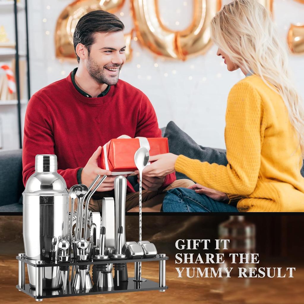 Shaker Set 23-Piece Mixology Bartender Kit, 25oz Stainless Steel Leak-Proof Sturdy Cocktail Shaker Set