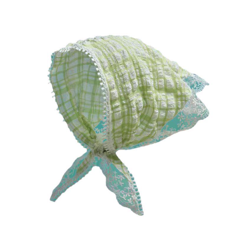 Дышащий летний кружевной треугольный шарф: Солнцезащитная повязка на голову премиум-класса и универсальная шелковая резинка для волос для женщин