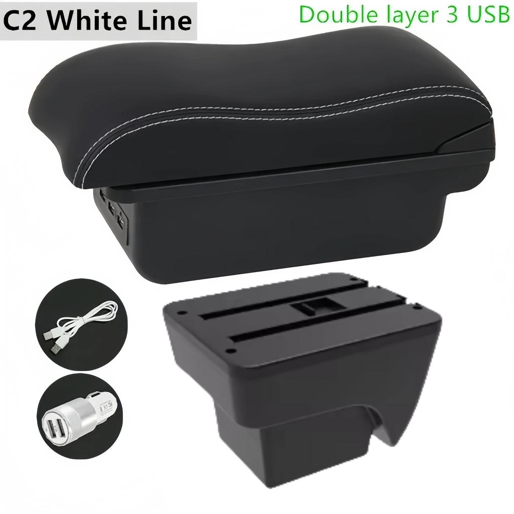gzcr6 Car Armrest Box For SEAT IBIZA  2017-2024 Leather Arm Rest Center Console Storage USB Arm Rest Decoration Interior Parts