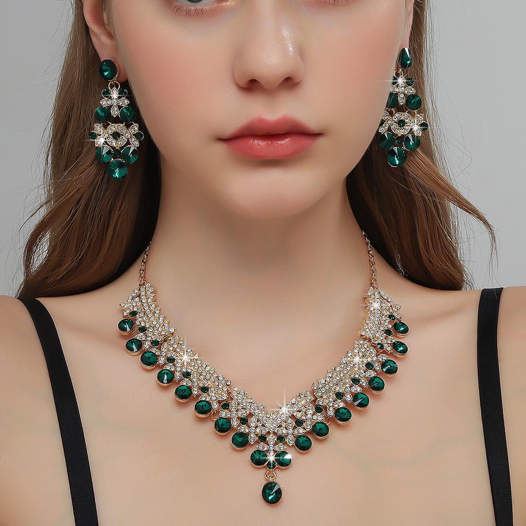 Exaggerated Fashion Spring/Summer Color Alloy Necklace Earring Set Suitable for Ball, Party, Wedding Matching