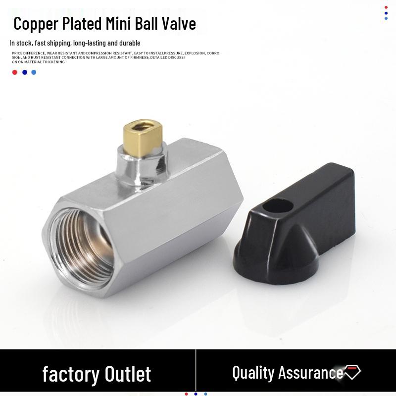 Compact Ball Valve with Double Male/Female Thread, Sizes 1/4", 3/8", 1/2", Pneumatic Polished Electroplated Switch Valve Accessory.