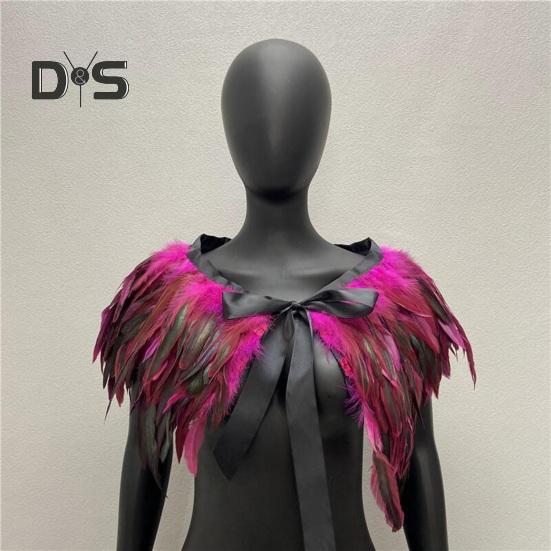 Женская шаль в готическом стиле, перьевая накидка, шарф, наплечная шаль, карнавальный костюм, винтажная шаль ручной работы с регулируемым атласным галстуком