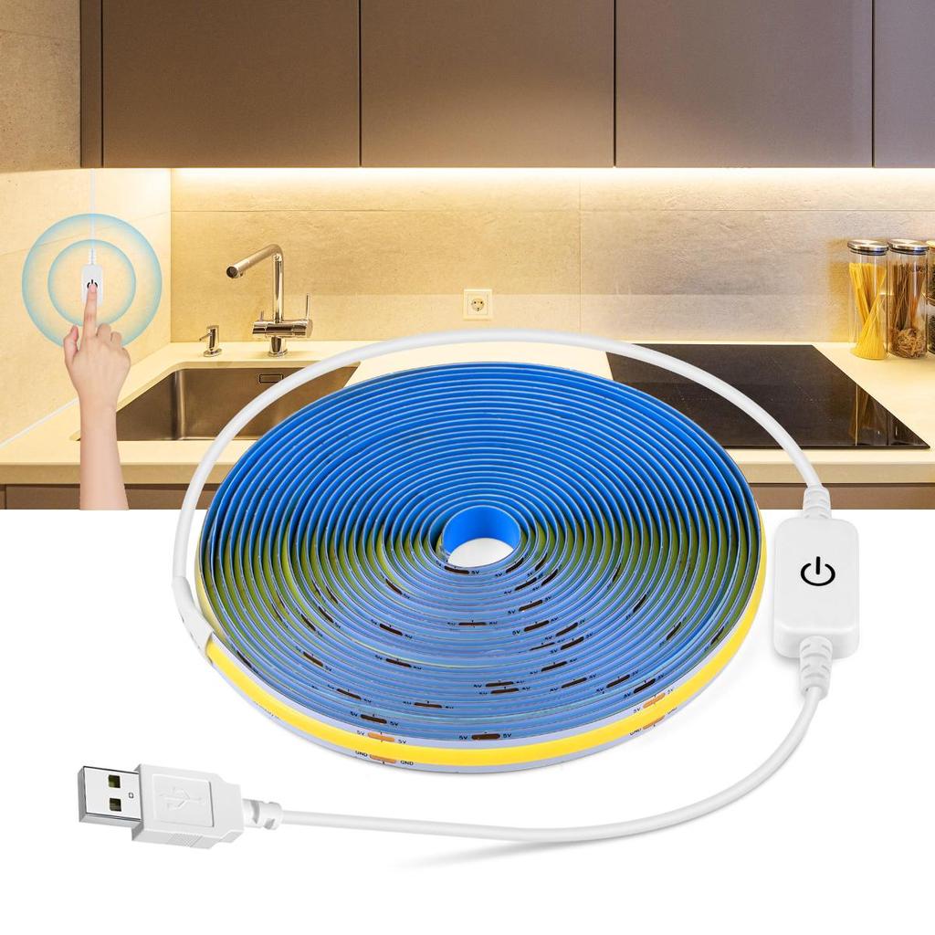 Светодиодная лента с сенсорным переключателем для домашнего декора COB 5 В, светодиодная лента для освещения кухонного шкафа, USB светодиодный ночник