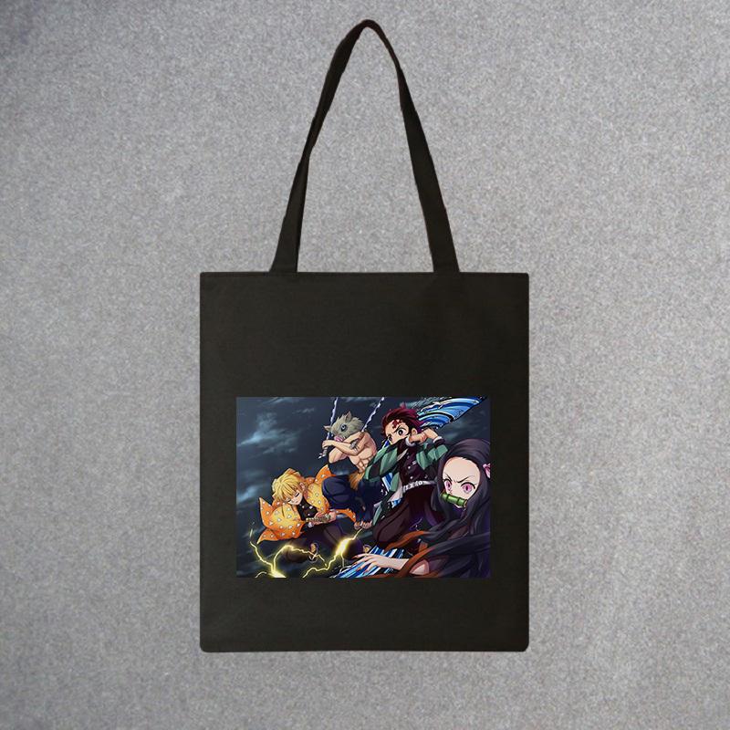 Demon Slayer, модная холщовая сумка из японского аниме, Harajuku, готический топ, женские сумки большой вместимости, винтажная сумка, белая сумка на плечо