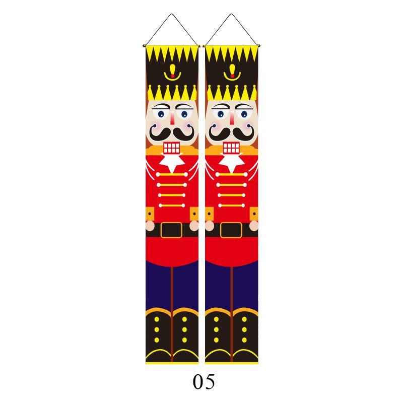Festive Nutcracker Christmas Decoration Hanging Door Banner Soldier Character Porch Sign