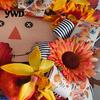 Decorative Harvest Party Supplies Artificial Autumn Scarecrow Wreath for Front Door, 15.7 Inch Sunflower Maple Leaf Indoor Outdoor Seasonal
